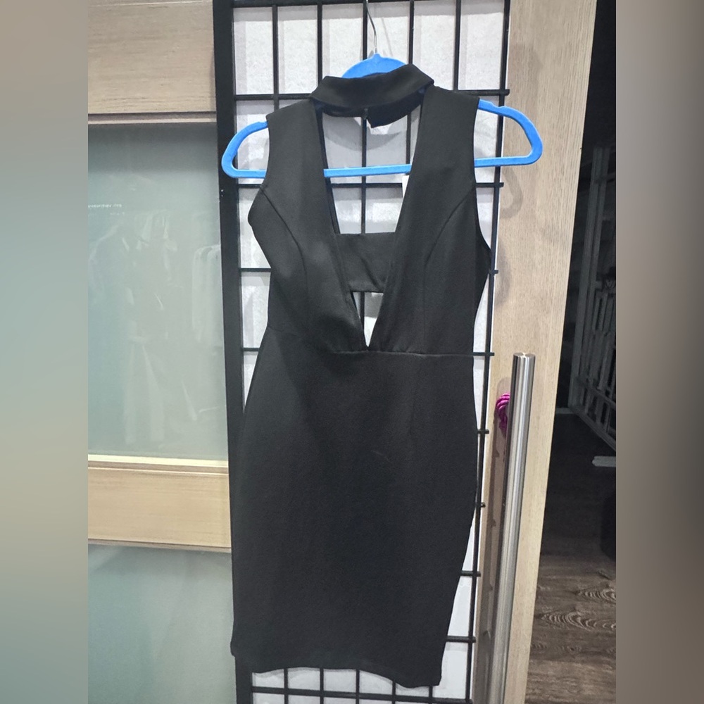 Chic Black Halter Mini Dress